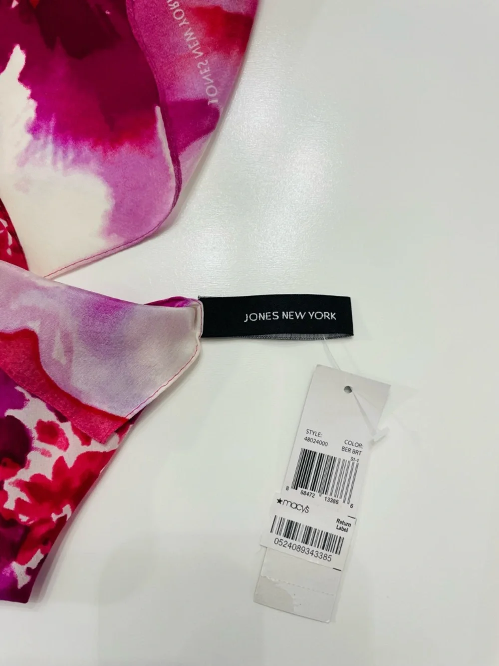 Jones New York Pink Coquette Silk Floral Flowy Women's Scarf Fairy Quiet Luxury